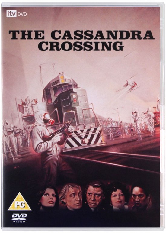 The Cassandra Crossing dvd hoes, met trein en gezichten van Sophia Loren, Richard Harris en anderen.