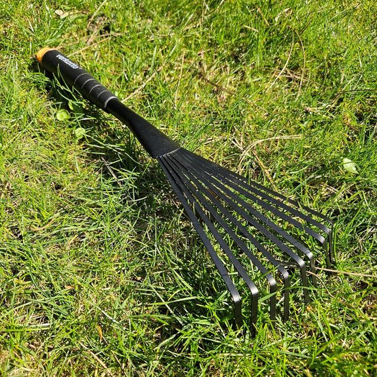 Tuinbezem Staal - Handhark Blad - Tuin Opruimen - 9 Elastische Tanden - 12 cm Werkbreedte - Zwart — afbeelding 2
