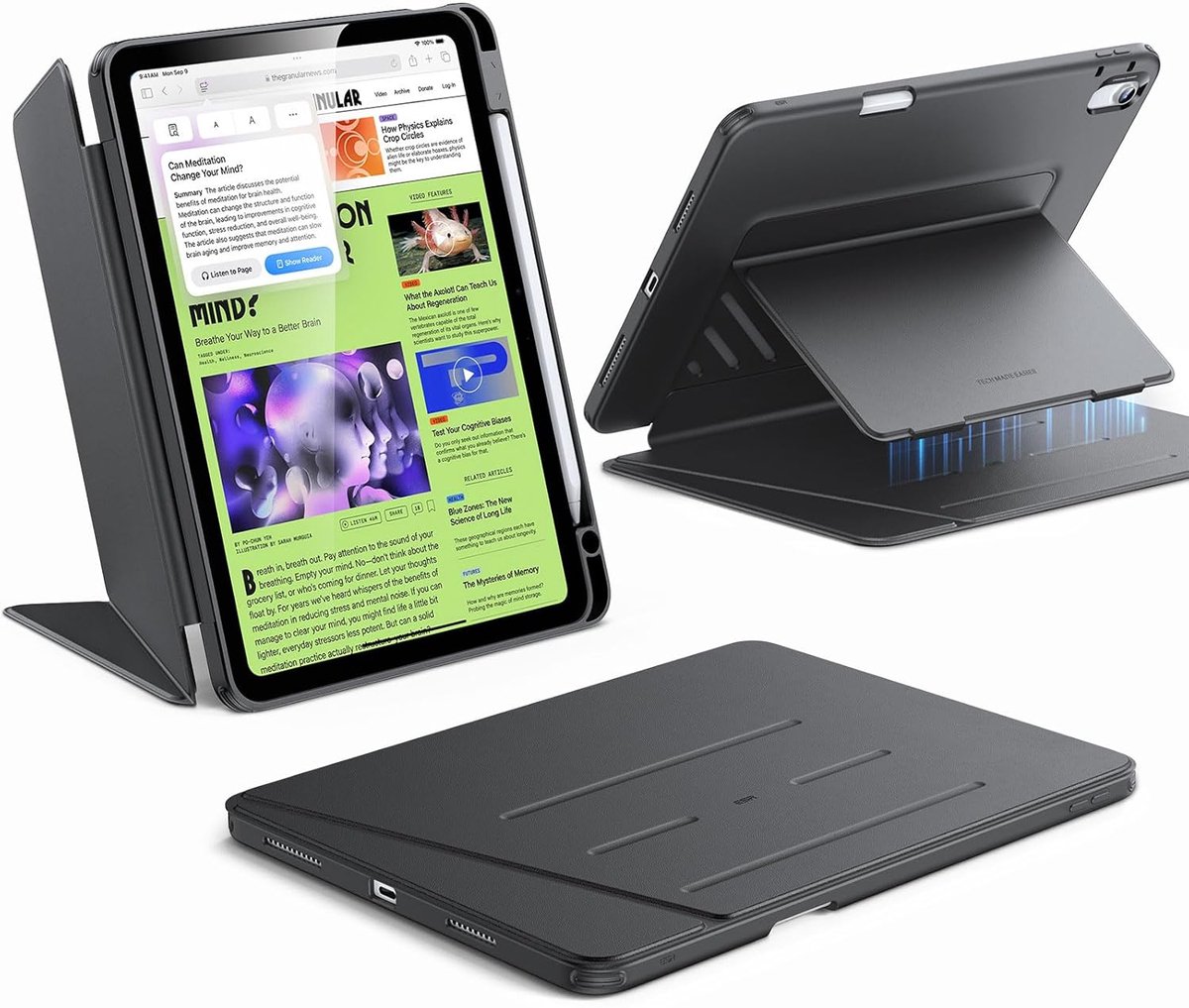 Tablet Hoes - Flip Cover - Verticaal Navigeren - Meerdere Steunhoeken - 11 inch - Zwart