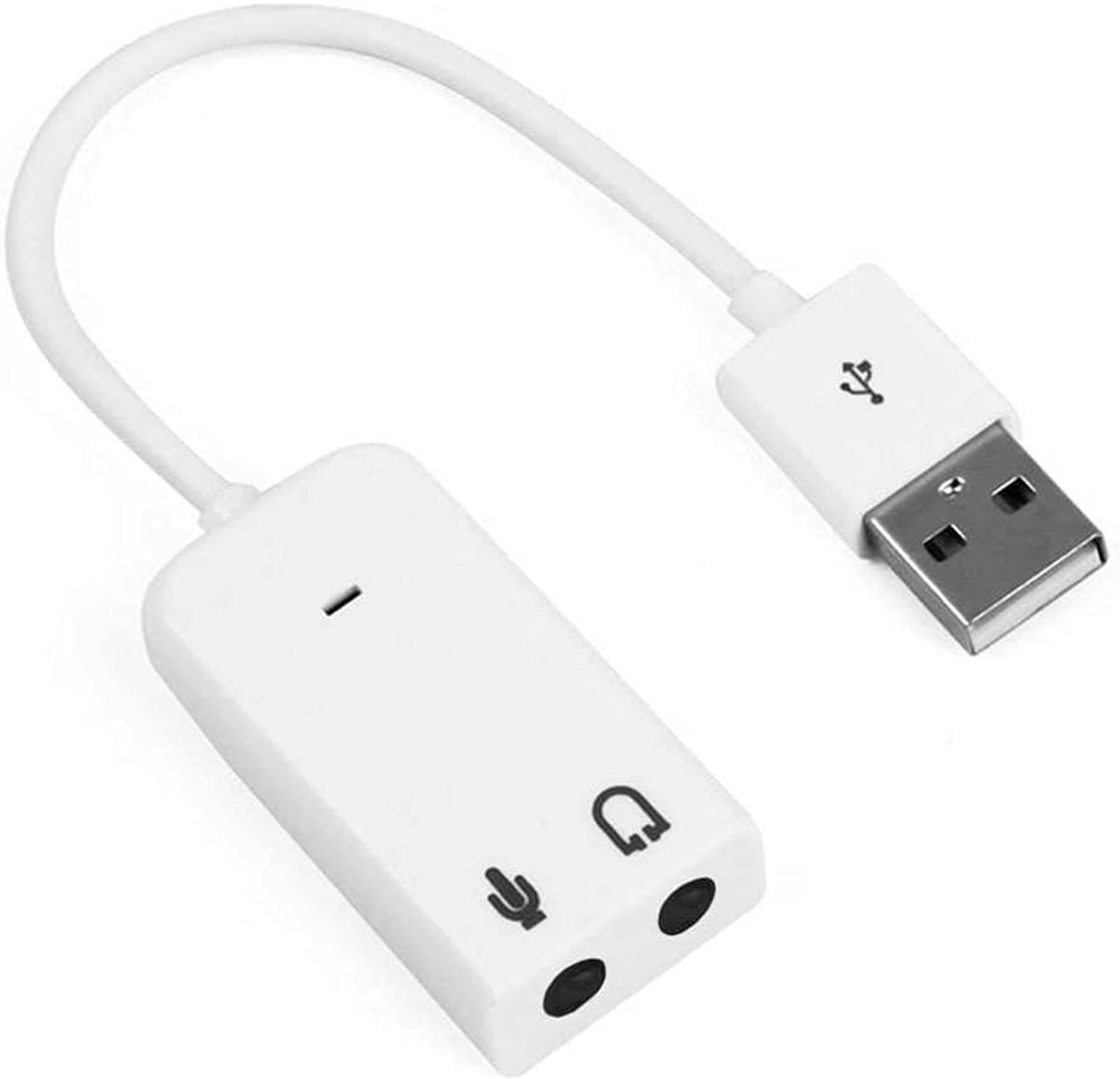 Externe Geluidskaart - Audio Adapter - PC Geluid Verbeteren - 7.1 Virtueel Surround - Mini Jack - Wit