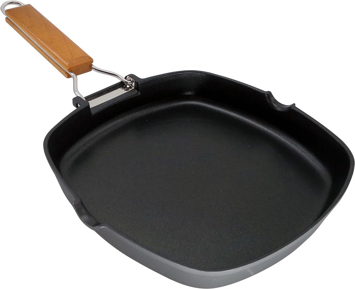 Grillpan Glad - Koekenpan - Gelijkmatig Grillen - EcoStone Antiaanbaklaag - 28x28 cm - Zwart