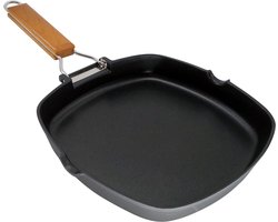 Grillpan Glad - Koekenpan - Gelijkmatig Grillen - EcoStone Antiaanbaklaag - 28x28 cm - Zwart