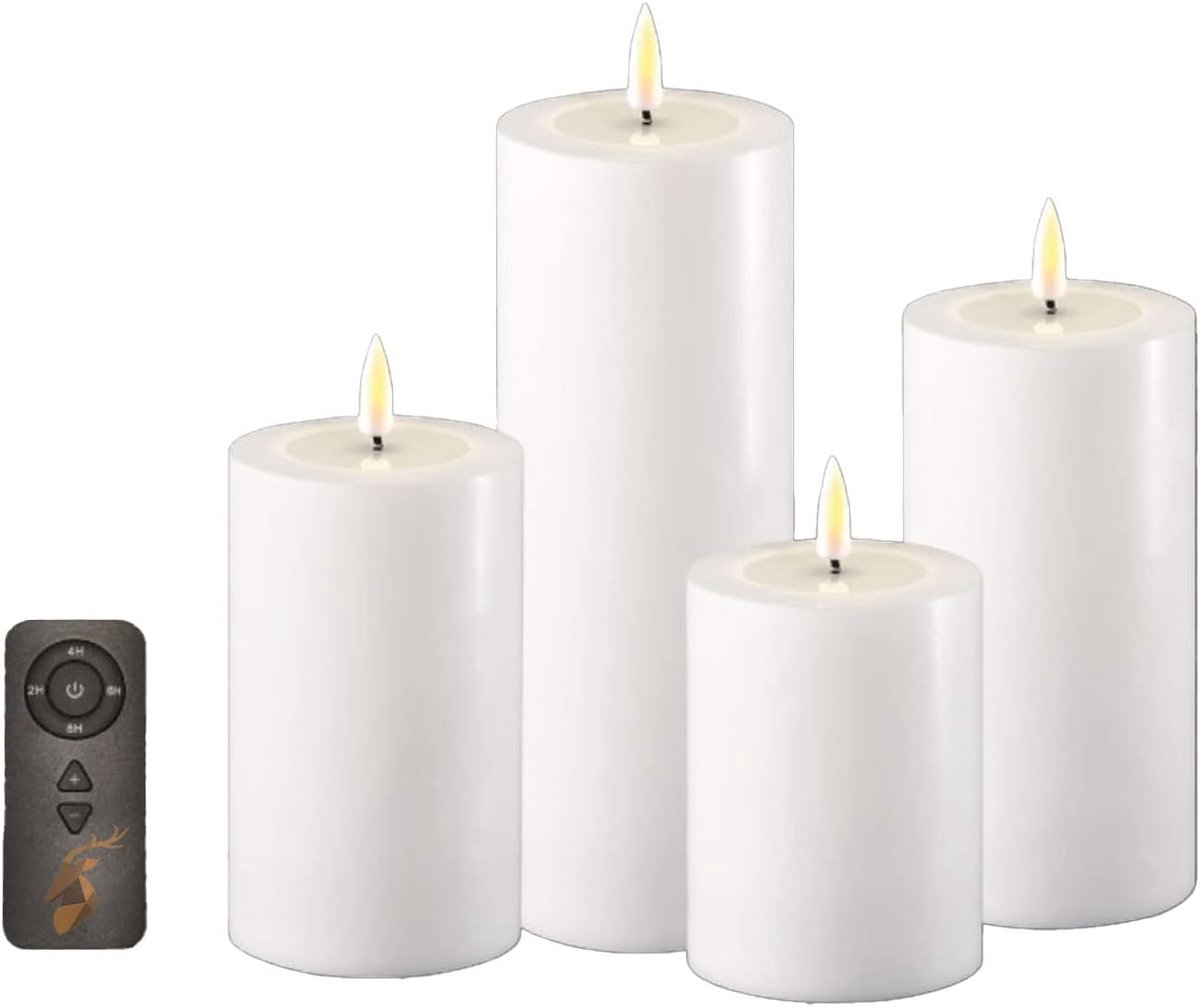 Led kaarsen set - Decoratieve lampjes - Sfeer creëren - Echte wax look - 4 stuks - Wit
