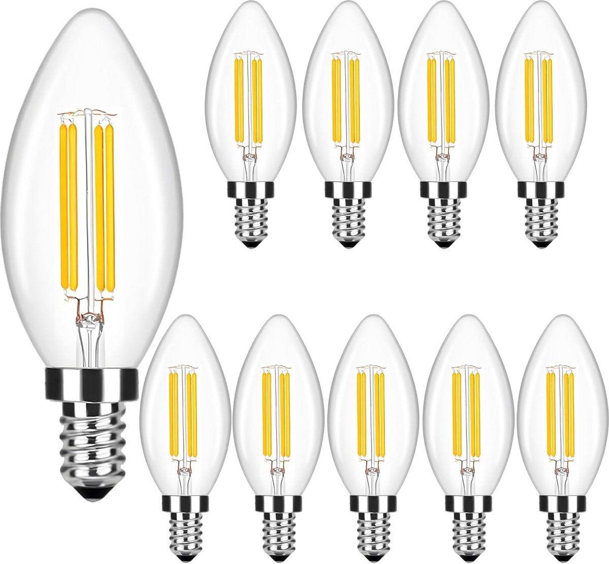 LED Kaarslamp - Kleine fitting lamp - Sfeervolle verlichting - Energiezuinig model - 10 stuks - Warm wit