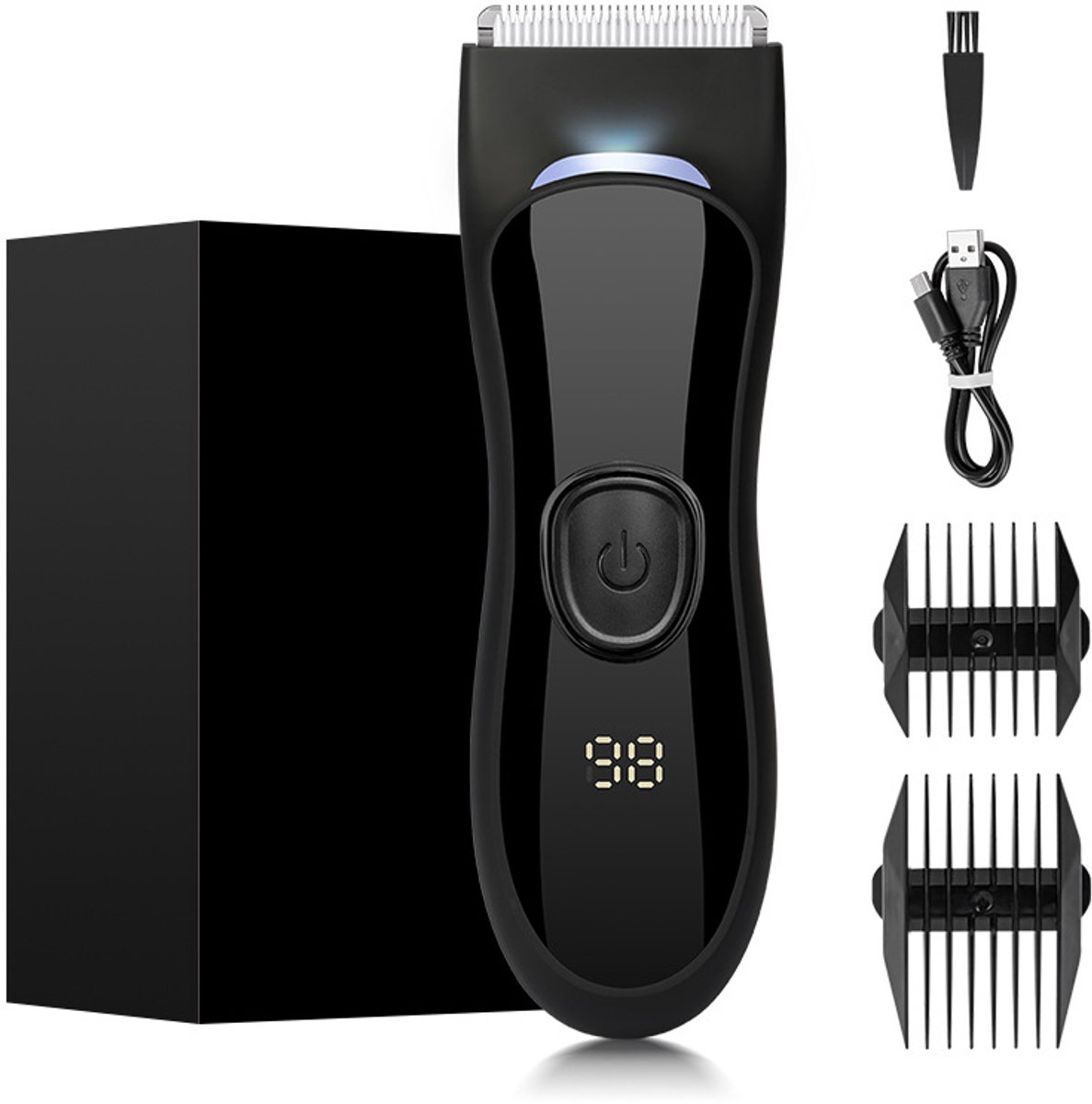 Haartrimmer voor mannen - Wasbare elektrische haartrimmer - LED-digitaal display - Keramisch mes - Haartrimmer voor lichaamshaar - Oplaadbaar via USB-C - Haartrimmerset voor schaamhaar, oksels en beenhaar