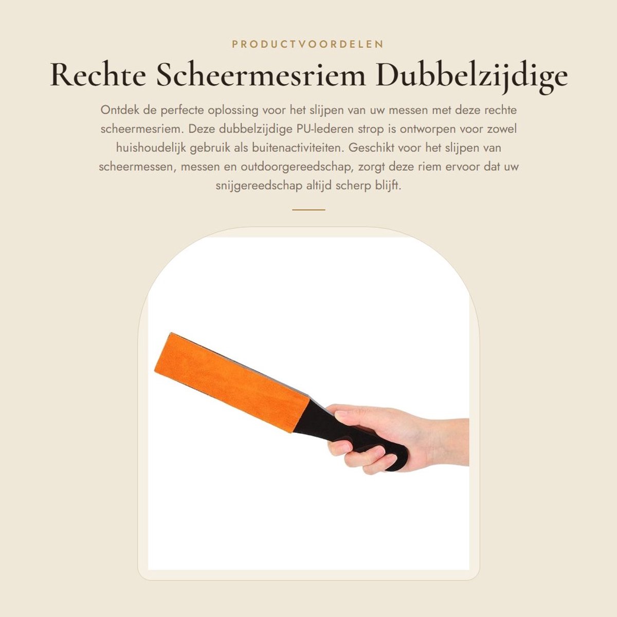 Dailygoods- Scheermesriem Dubbelzijdig - PU Lederen Strop - Handmatige Slijpplank - Voor Messen en Scheermessen - Compact en Robuust - Comfortabele Handgreep - Messenslijper