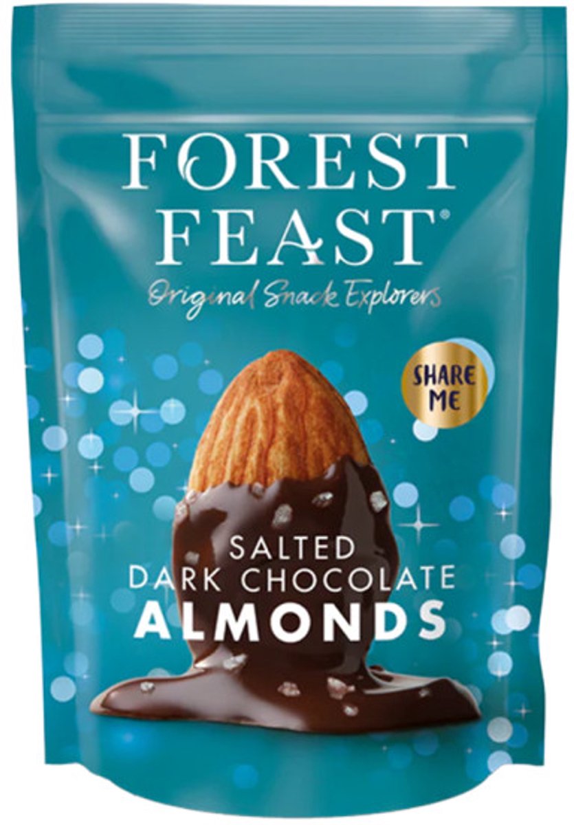 Forest Feast gezouten amandelen omhult met pure chocolade, 270 g