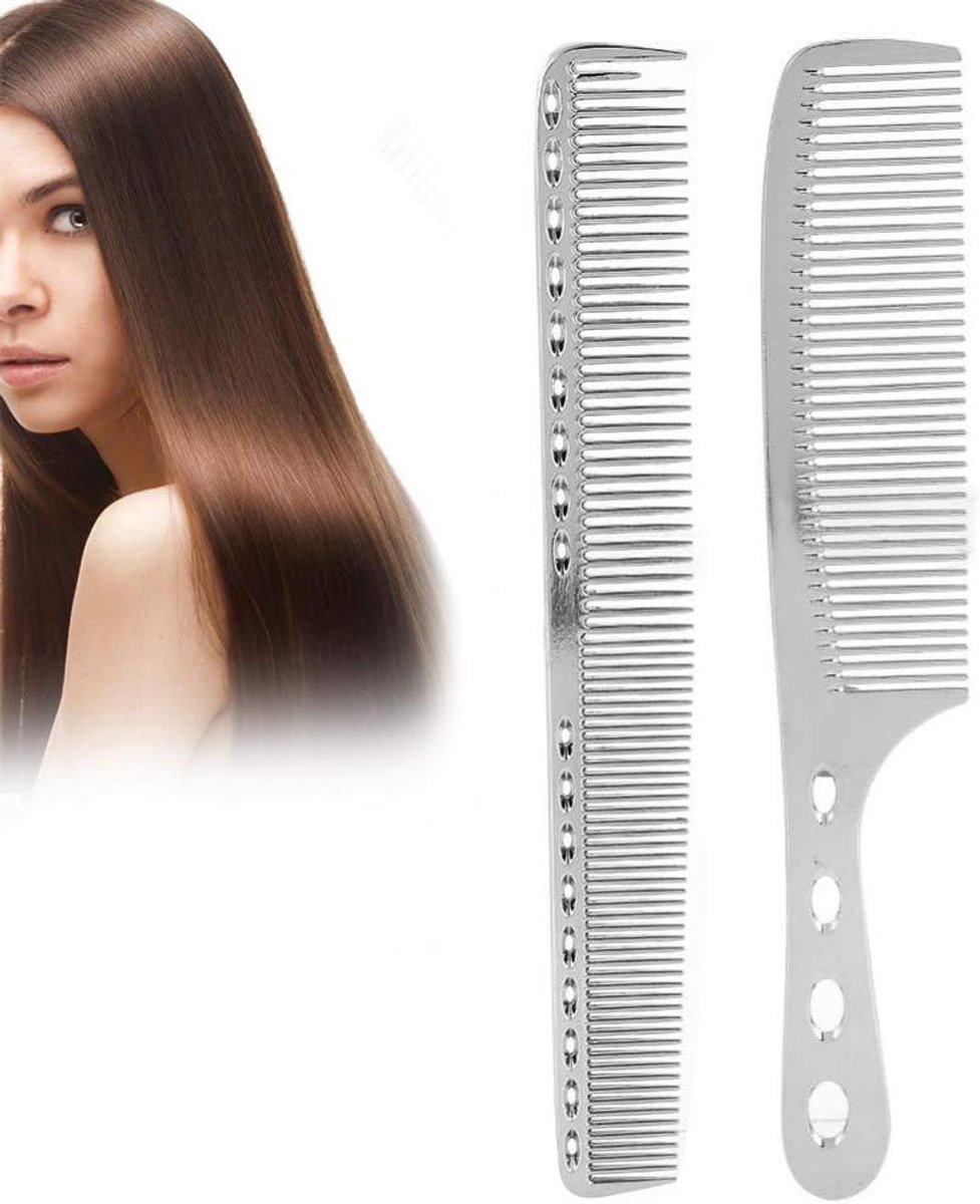 Stylingkam Set - Haarkammen Aluminium - Professioneel Knippen - Antistatisch Ontwerp - 2 Stuks - Zilver