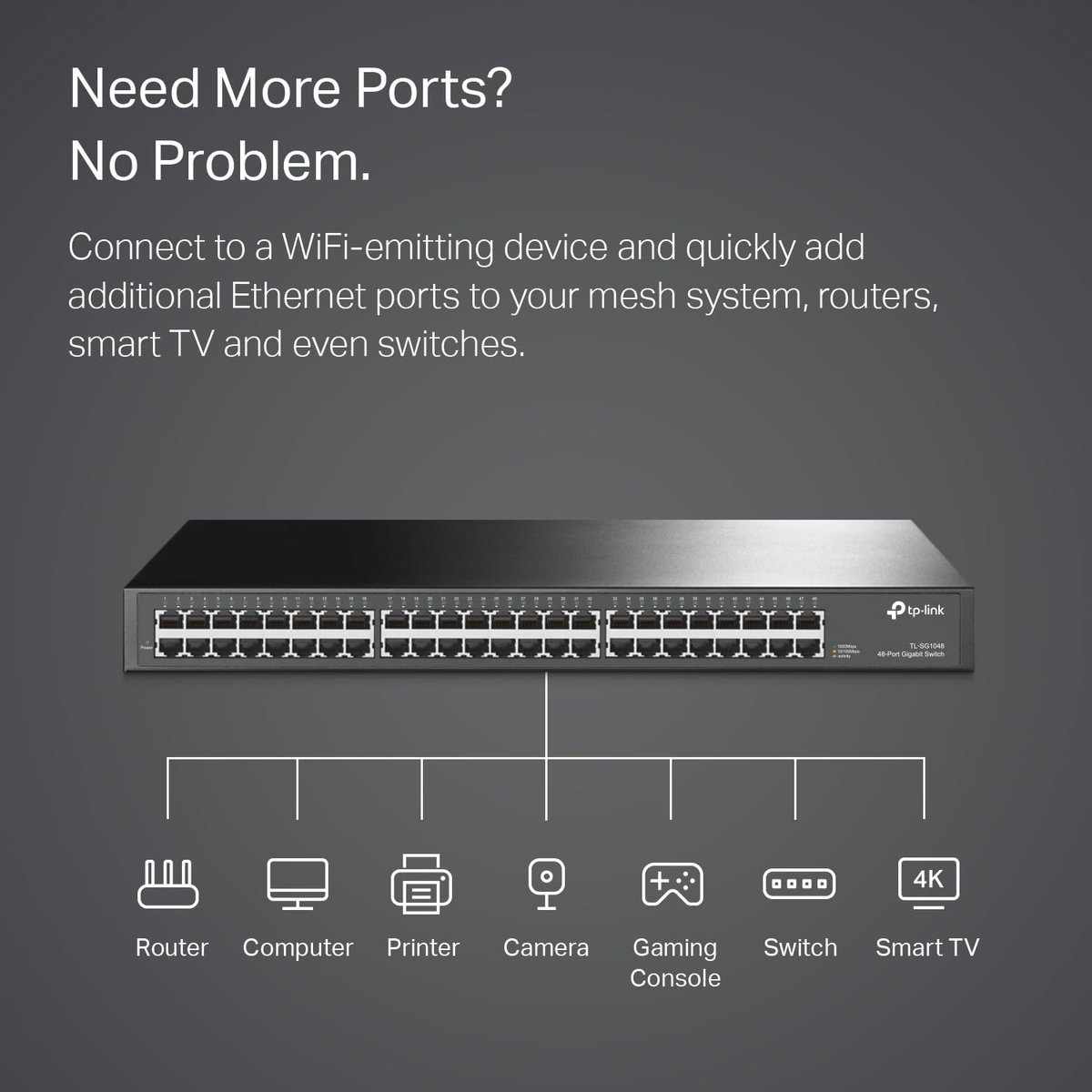 Netwerk Switch - Gigabit Hub - Netwerk Uitbreiding - Energiezuinig Ontwerp - 48 Poorten - Zilver
