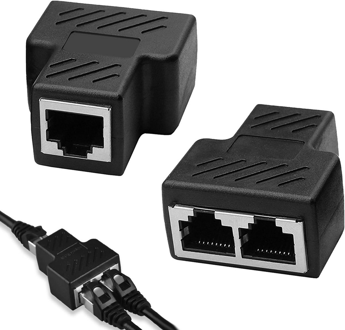 Ethernet Splitter - Netwerk Koppelaar - Netwerk Uitbreiden - Plug and Play - 2 Stuks - Zwart