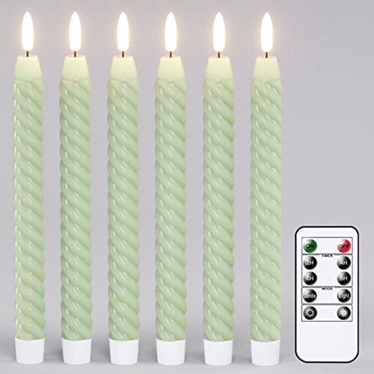 Led staafkaarsen - Flikkerende kaarsen - Sfeer creëren - Met afstandsbediening - 6 stuks 25 cm - Groen