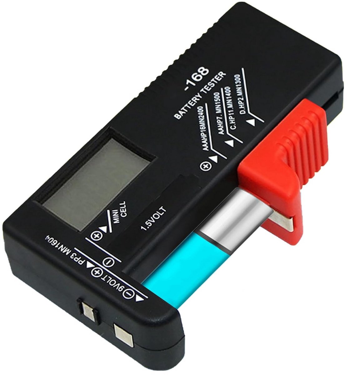 Universele Batterijtester - Batterij Controle - Batterijen Testen - Werkt Zonder Batterij - Alle Gangbare Maten - Zwart