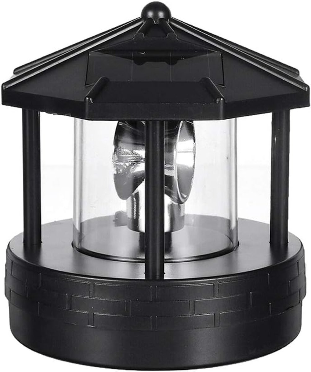 Decoratieve Vuurtoren Lamp - Zonnelamp Beacon - Tuin Decoratie - Roterende Lampenkap - 12 x 11 x 11 cm