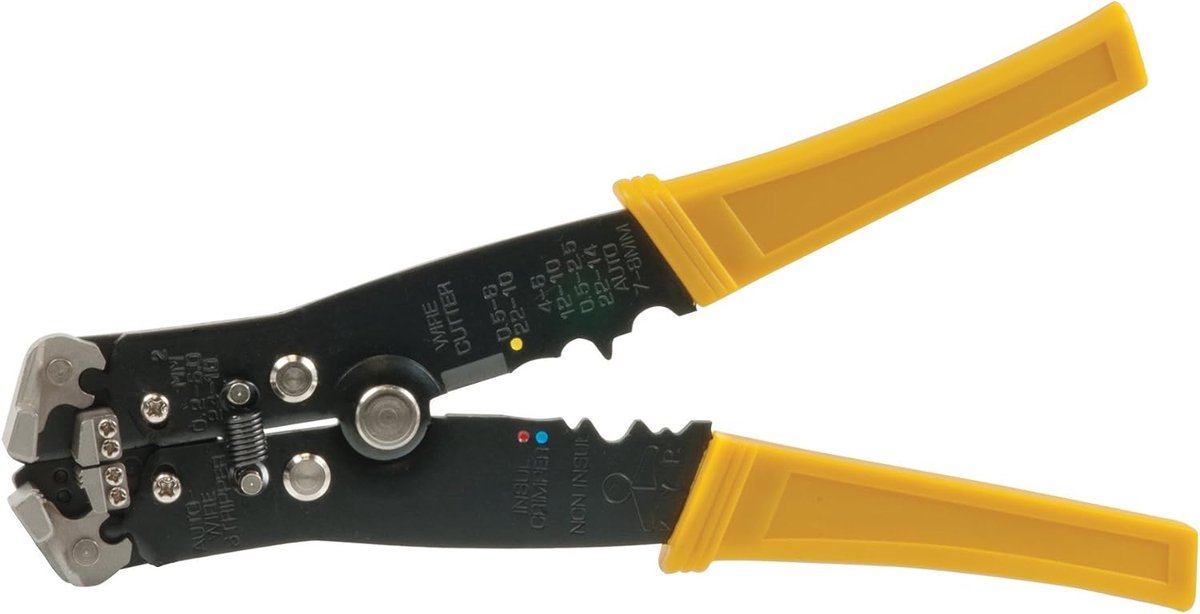 Automatische Striptang - Kabelstripper Draadstripper - Snel Kabels Strippen - Zelfinstellend 0.2-6mm - 210 mm Lengte - Zwart Geel