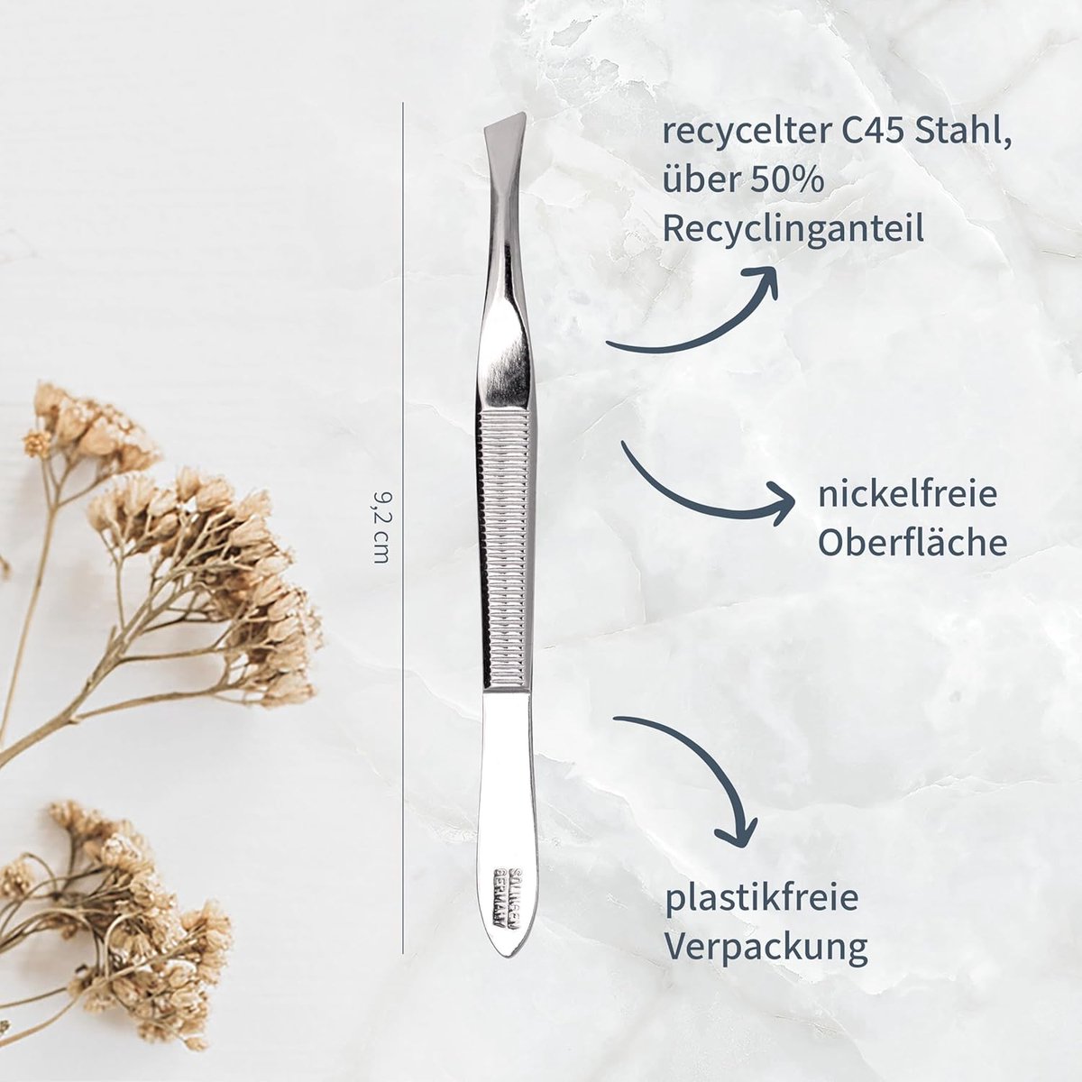 Pincet met schuine punt - Gezichtsverzorging epilator - Nauwkeurig haartjes verwijderen - Gemaakt in Solingen