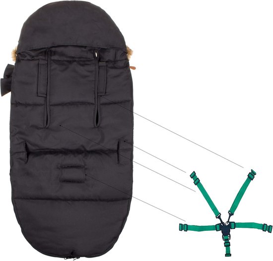 Universele Voetenzak voor Buggy en Autostoel - Warm en Comfortabel - 90 cm Zwart van Merkloos — afbeelding 5