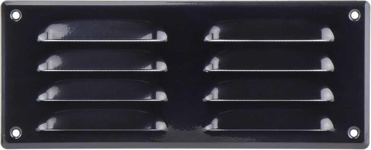 Ventilatierooster Metaal - Afvoerluchtrooster Afdekking - Binnenklimaat Verbeteren - Bescherming Tegen Knaagdieren - 260 x 105 mm - Zwart