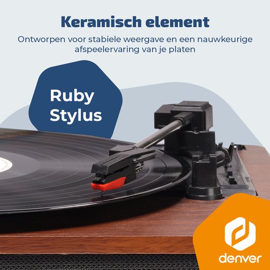 Denver Platenspeler - Ingebouwde speakers - Retro - Auto stop - Bluetooth - VPB262 — afbeelding 3