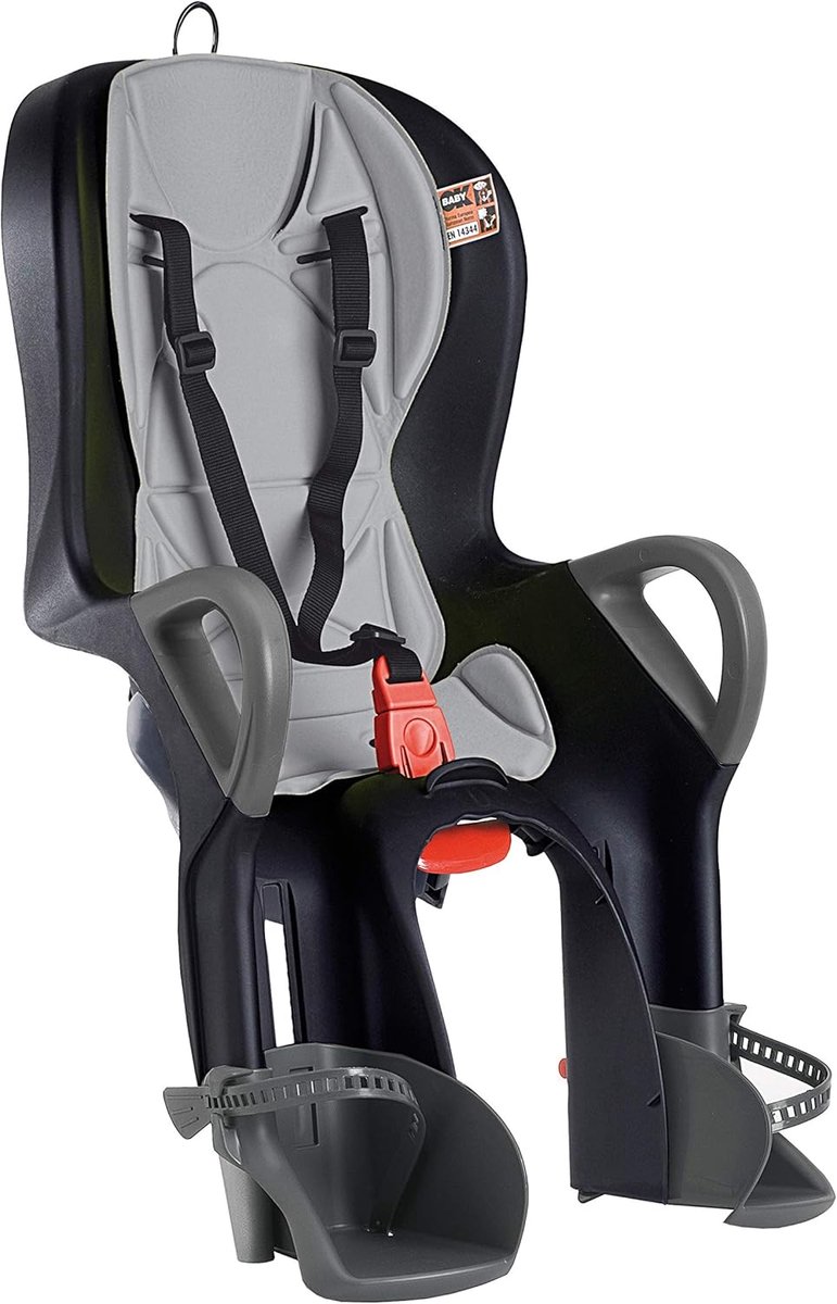 Fietsstoeltje Kinderen - Kinderzitje Fiets - Veilig Fietsen - Verstelbaar Rugleuning - Tot 22kg - Zwart Grijs