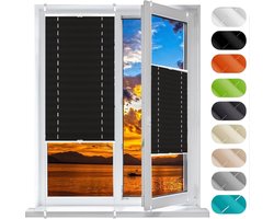 Plissé Gordijn - Vouwrolgordijn Easyfix - Privacy en Zonwering - Boren Niet Nodig - 68 x 160 cm - Zwart