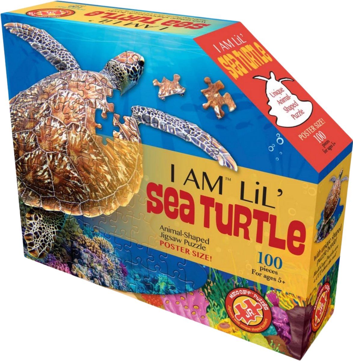 I AM Lil' Puzzle Jr.: SEA TURTLE 83.82x60.96cm, 100pcs, in doos 25.40x30.48x7.62cm, Madd Capp Puzzle, 5+