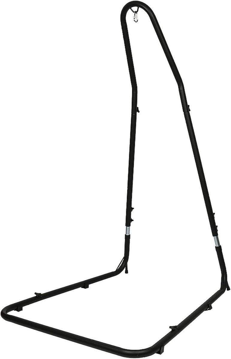 Hangmat standaard - Hangstoel houder - Ontspannen buiten - 360 graden draaibaar - 135 x 115 x 200 cm - Zwart