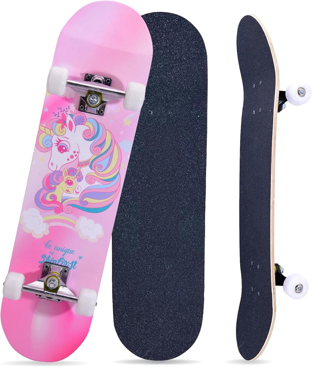 Compleet Skateboard Beginnersboard Outdoor Rijden 7-laags Esdoorn Deck 70 cm Eenhoorn