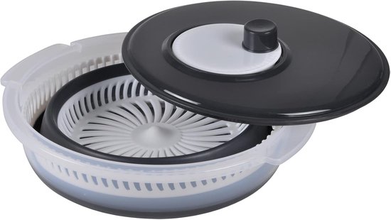 Slacentrifuge - Groente Droger - Salade Bereiden - Intrekbaar Design - 28 x 15 cm - Grijs — afbeelding 2