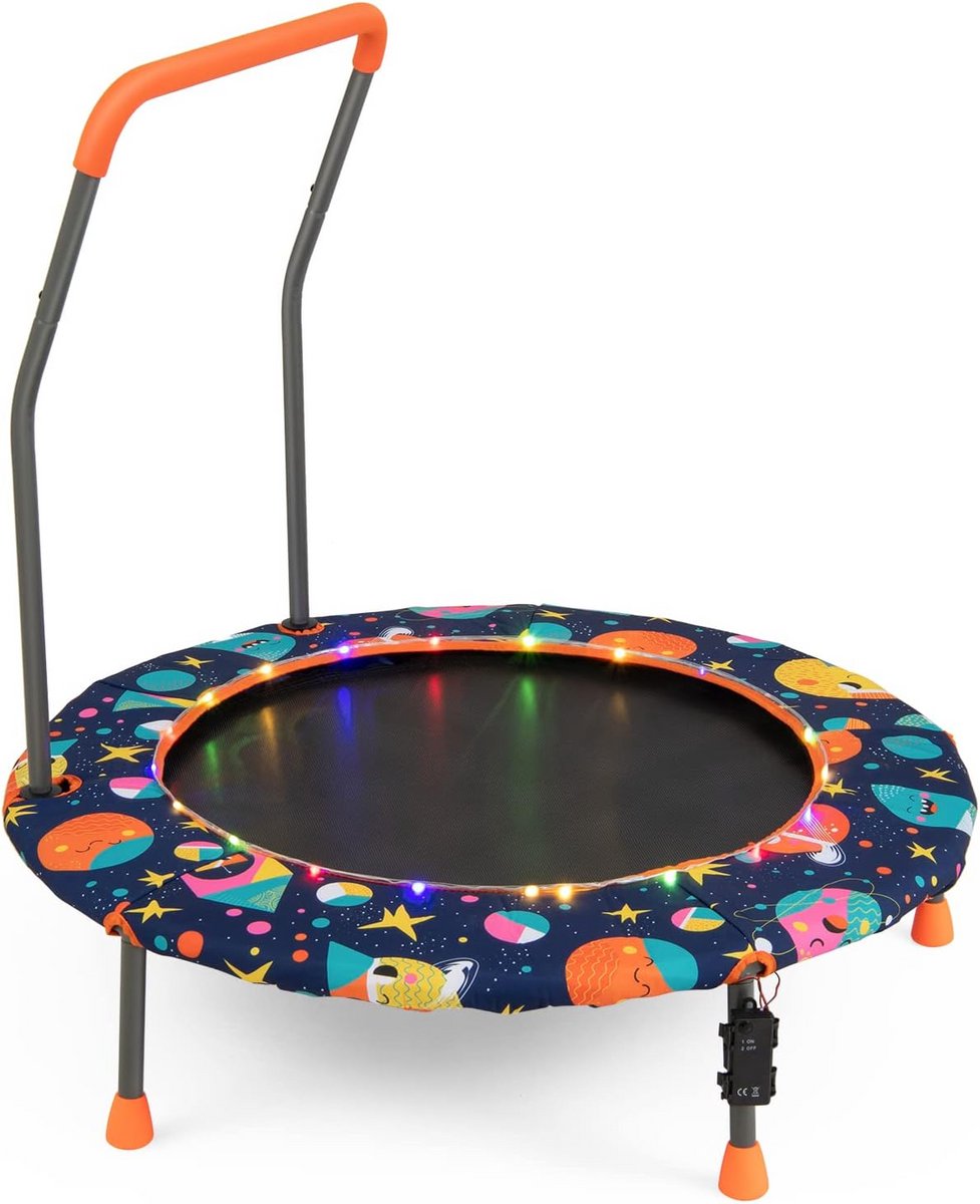 Kindertrampoline - Mini trampoline - Buiten spelen - Met ledverlichting - 92 cm - Meerkleurig