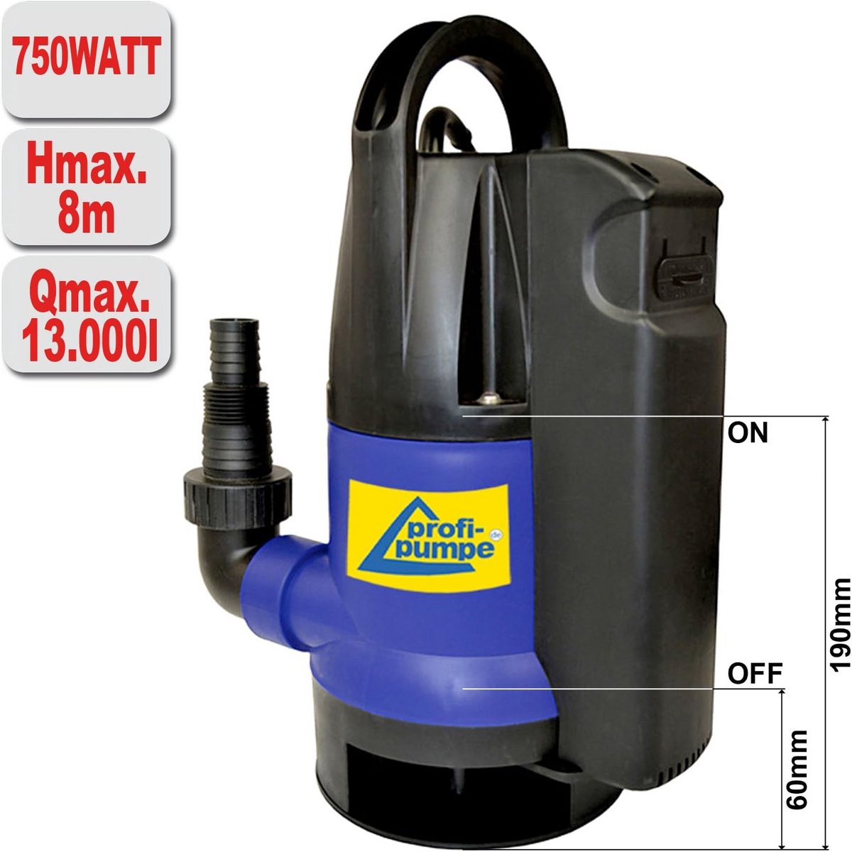 Dompelpomp - Waterpomp - Kelder Ontwateren - Geïntegreerde vlotterschakelaar - 750W - Zwart
