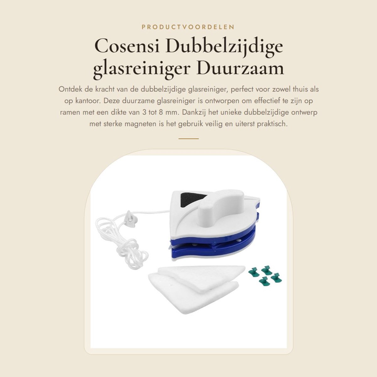 Dailygoods- Glasreiniger Dubbelzijdig Ontwerp - Sterke Absorptiekracht - Milieuvriendelijk - Praktisch - Veilig - Driehoekig Design - Raamreiniger
