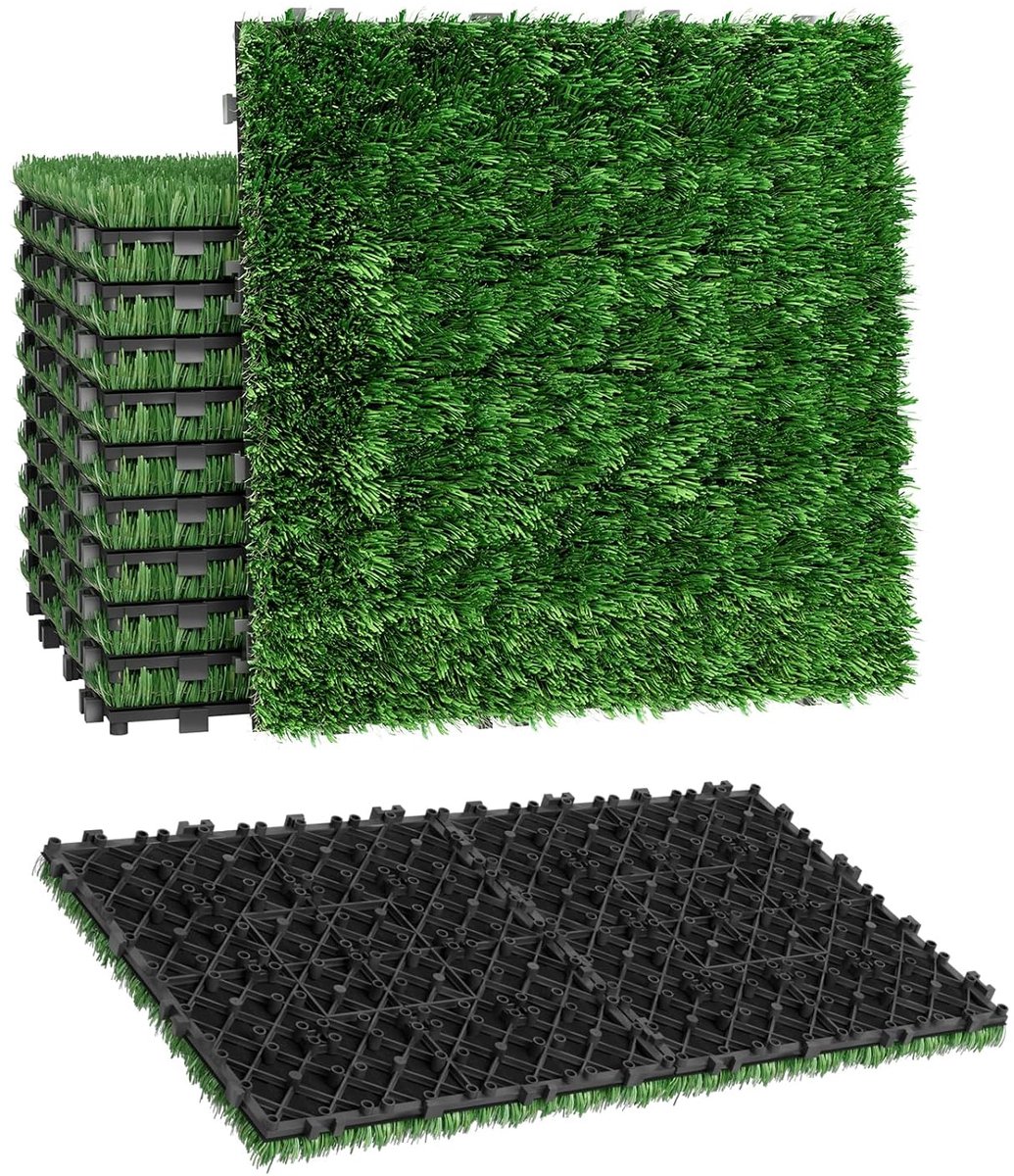 Kunstgras Tegels - Balkon Vloer - Tuin Aankleden - Klik Systeem - 33 Stuks 30x30cm - Groen
