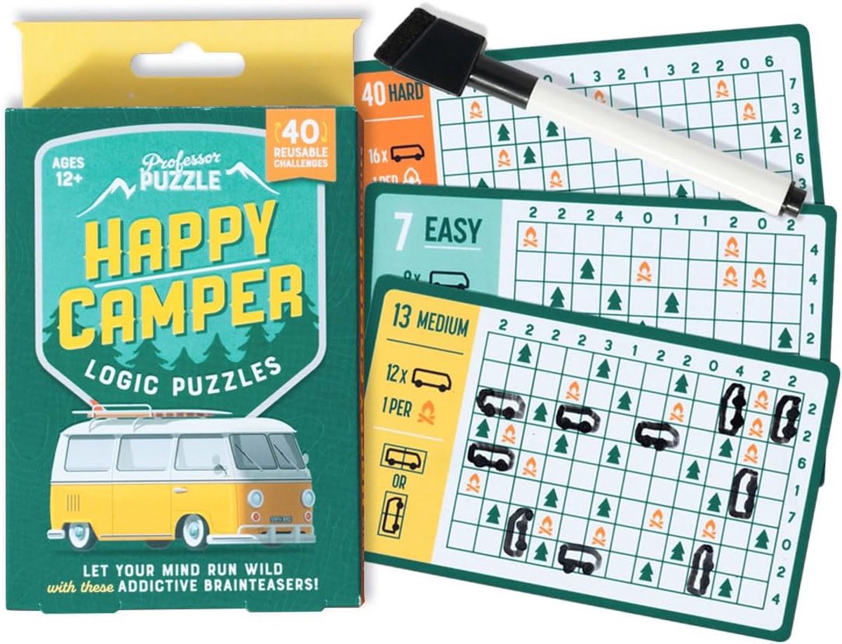 Logische Puzzels - Hersenkrakers Spel - Reis Entertainment - Herbruikbare Kaarten - Reisformaat - Multicolor