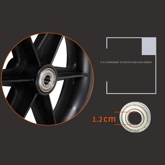 Rolstoelwiel - Vervangingswiel - Mobiliteit Verbeteren - Antislip Rubber - 30 cm - Zwart — afbeelding 5