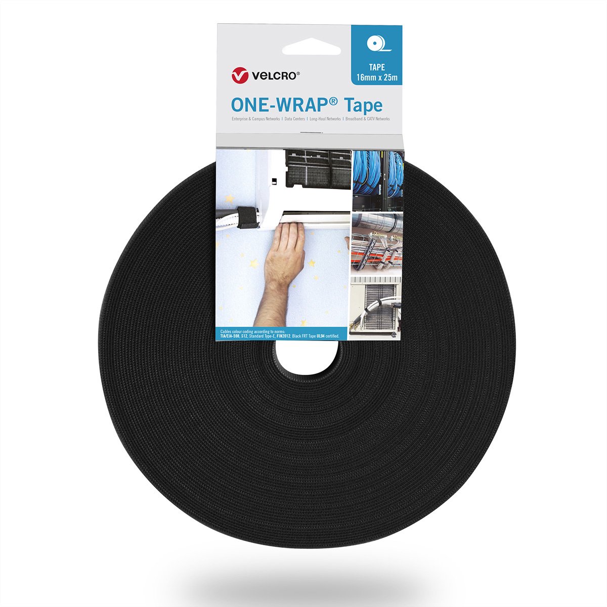 VELCRO® One Wrap® Klittenband - 20 mm breed - 25 meter - vlamvertragend - Zwart