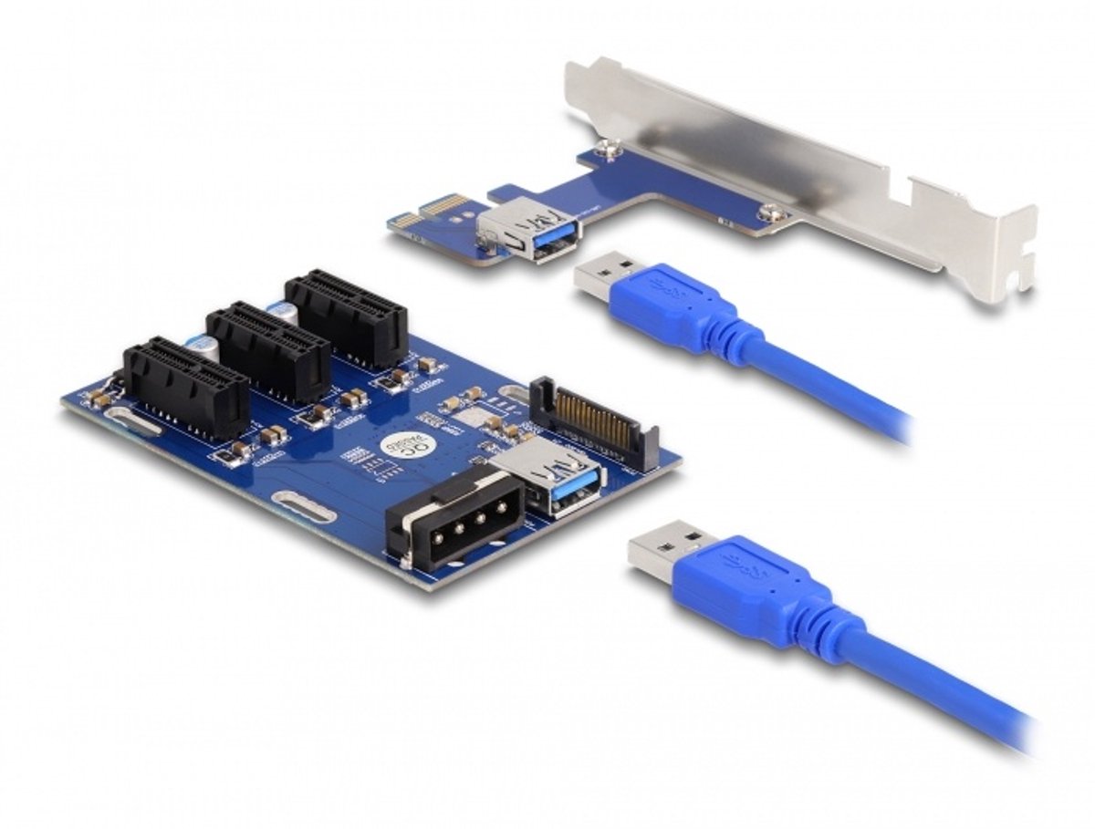 Riser Card PCI Express X1 tot 3 X PCIE X1 met 50 cm USB -kabel