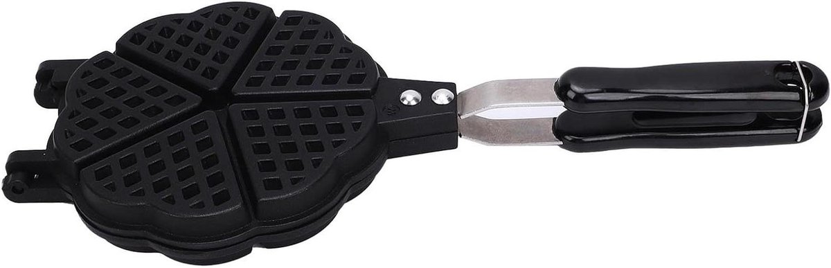 Wafelmaker Hartvorm - Wafelijzer Pan - Ontbijt Maken - Compact Lichtgewicht - 16x36cm - Grijs