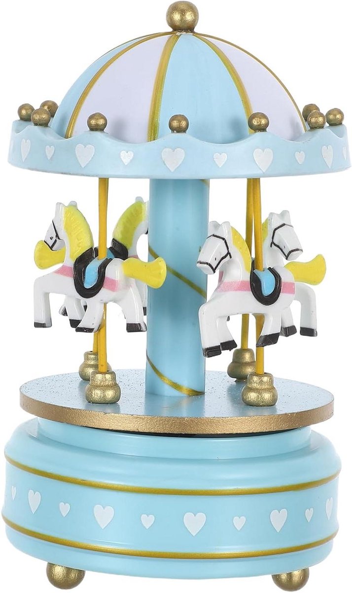 Decoratieve Muziekdoos - Draaimolen Doos - Feestelijke Decoratie - Opwindbaar Uurwerk - 18.5 cm - Hemelsblauw