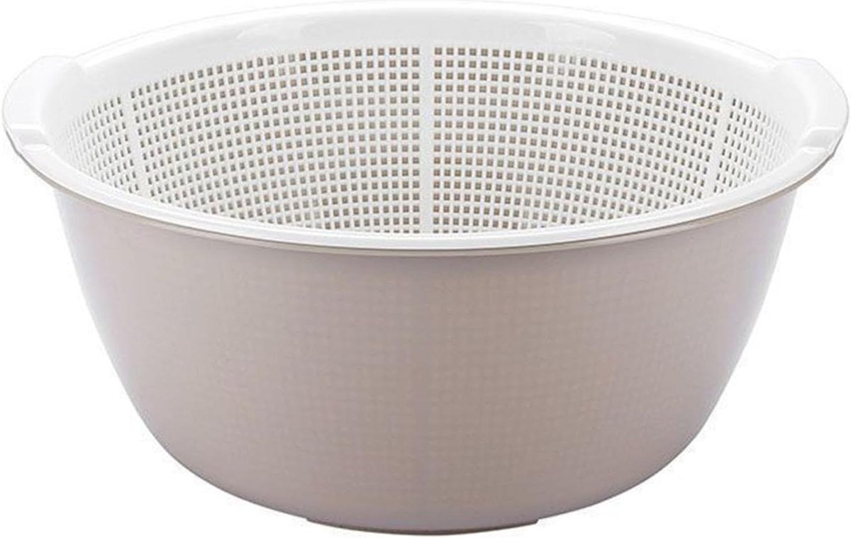 Wasbak Met Zeef - Keukenmand Draineer - Groenten Wassen - Dubbele Laag Ontwerp - 28 cm - Grijs