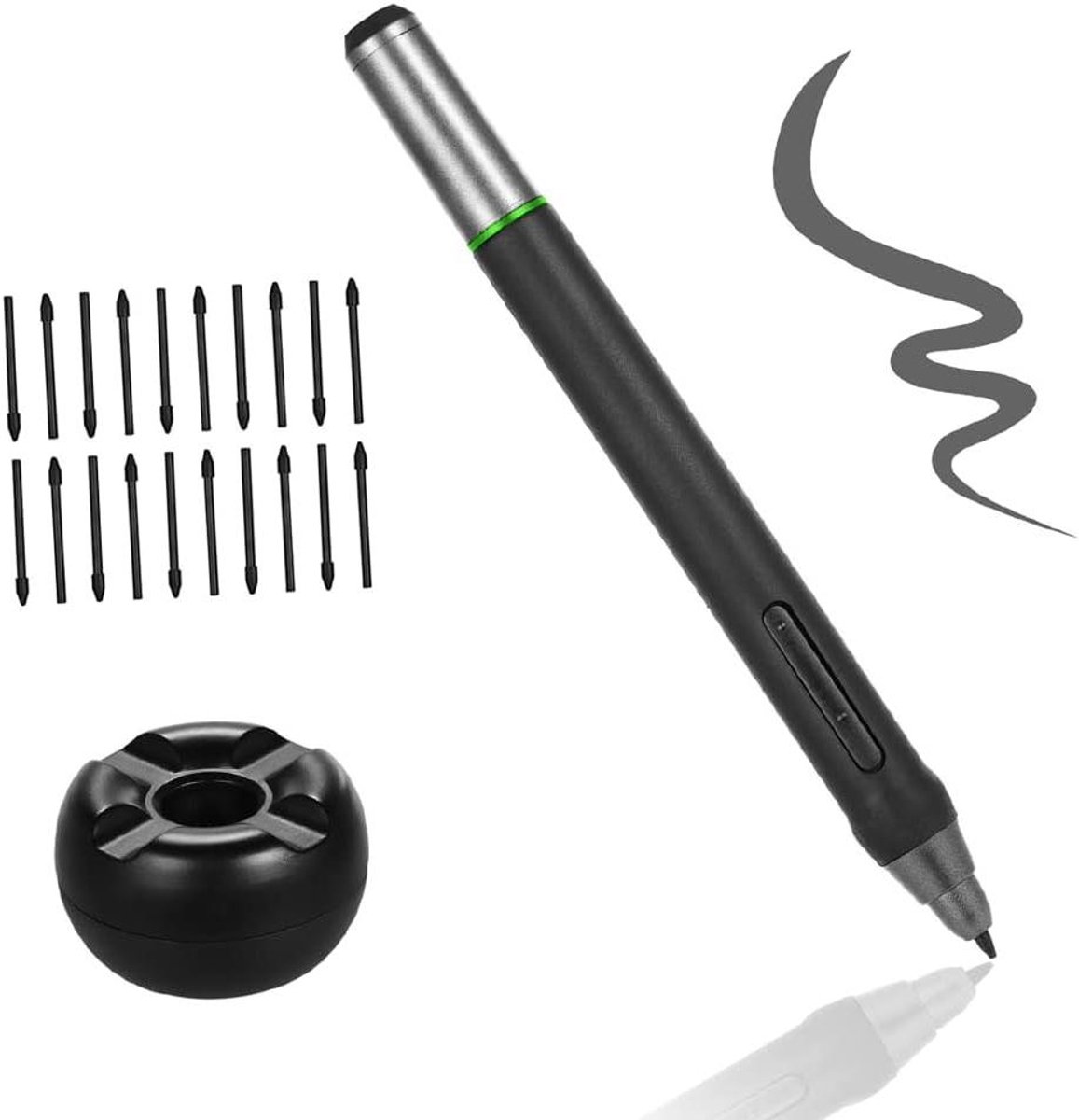 Digitale pen - Tekentablet pen - Digitaal tekenen - 8192 drukniveaus - 20 penpunten - Zwart