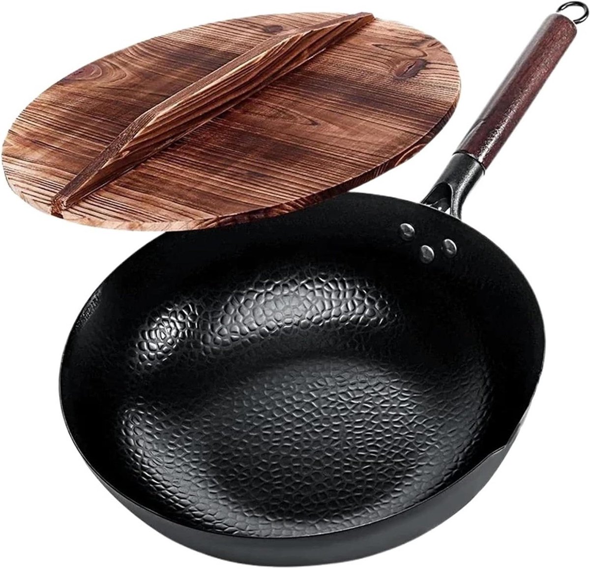 Wokpan met platte bodem Roerbakpan Snel koken Antiaanbaklaag 32 cm Kleur 2