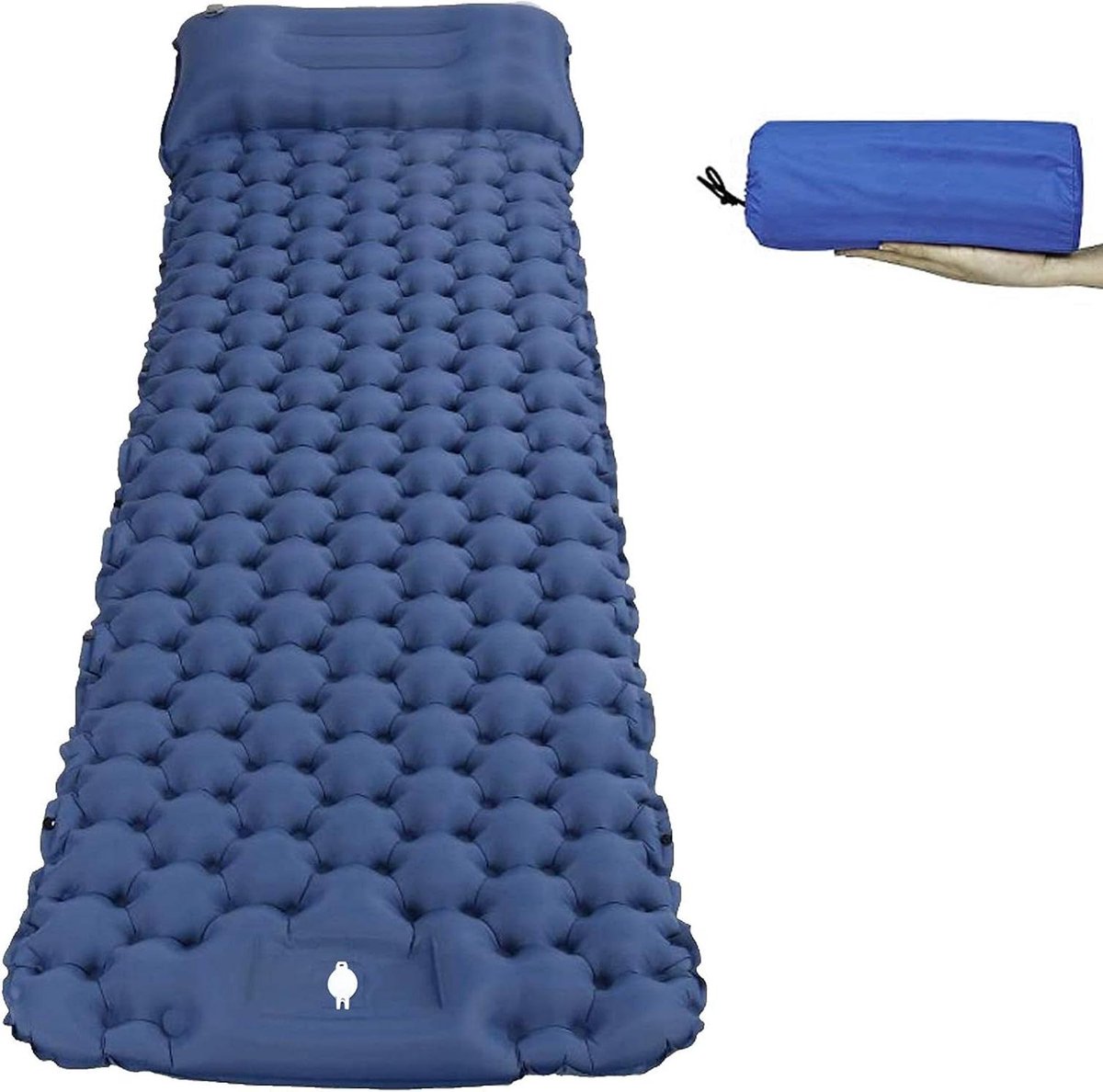 Opblaasbaar Slaapmatras - Kampeer Mat - Comfortabel Kamperen - Ingebouwde Voetpomp - 198 cm Lengte - Marineblauw