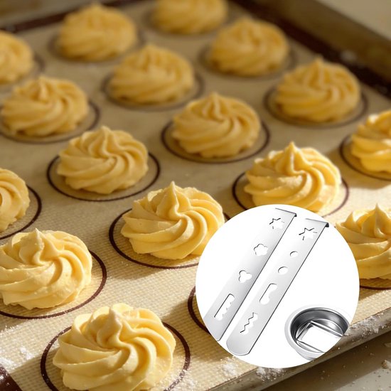 Koekjes Opzetstuk - Spuitkoekjes Vormen - Zelf Koekjes Maken - 8 Verschillende Vormen - 3 Stuks Set - Zilver — afbeelding 4