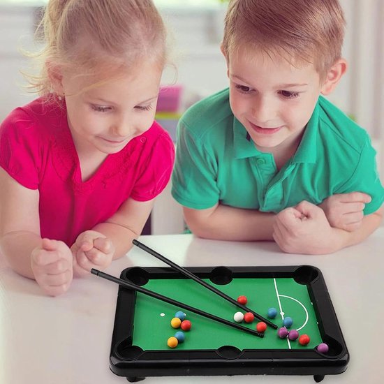 Mini Biljartspel - Tafelbiljart Plezierset - Indoor Entertainment - Realistische Gameplay - 35.5 x 18.2 cm - Houtkleur van mini — afbeelding 3