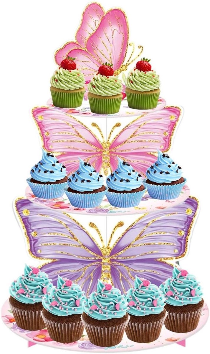 Cupcake Houder - Dessert Display - Feest Decoratie - 3-Laags Ontwerp - 27.5x47cm - Meerdere Kleuren