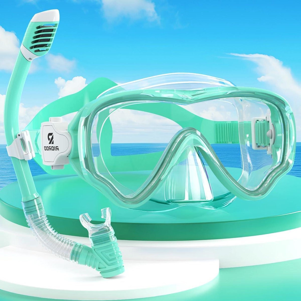 Snorkelset voor kinderen - Anti-condens en lekbestendig - Drijvende bril - Eenvoudige ademhaling - Droge snorkel - Waterdichte bril - Geschikt voor jongens, meisjes en tieners van 4-14 jaar.