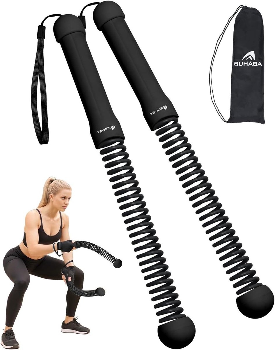 Draadloos Oefentouw - Fitness Touw - Full Body Workout - Stille Thuis Training - Set van 2 - Zwart