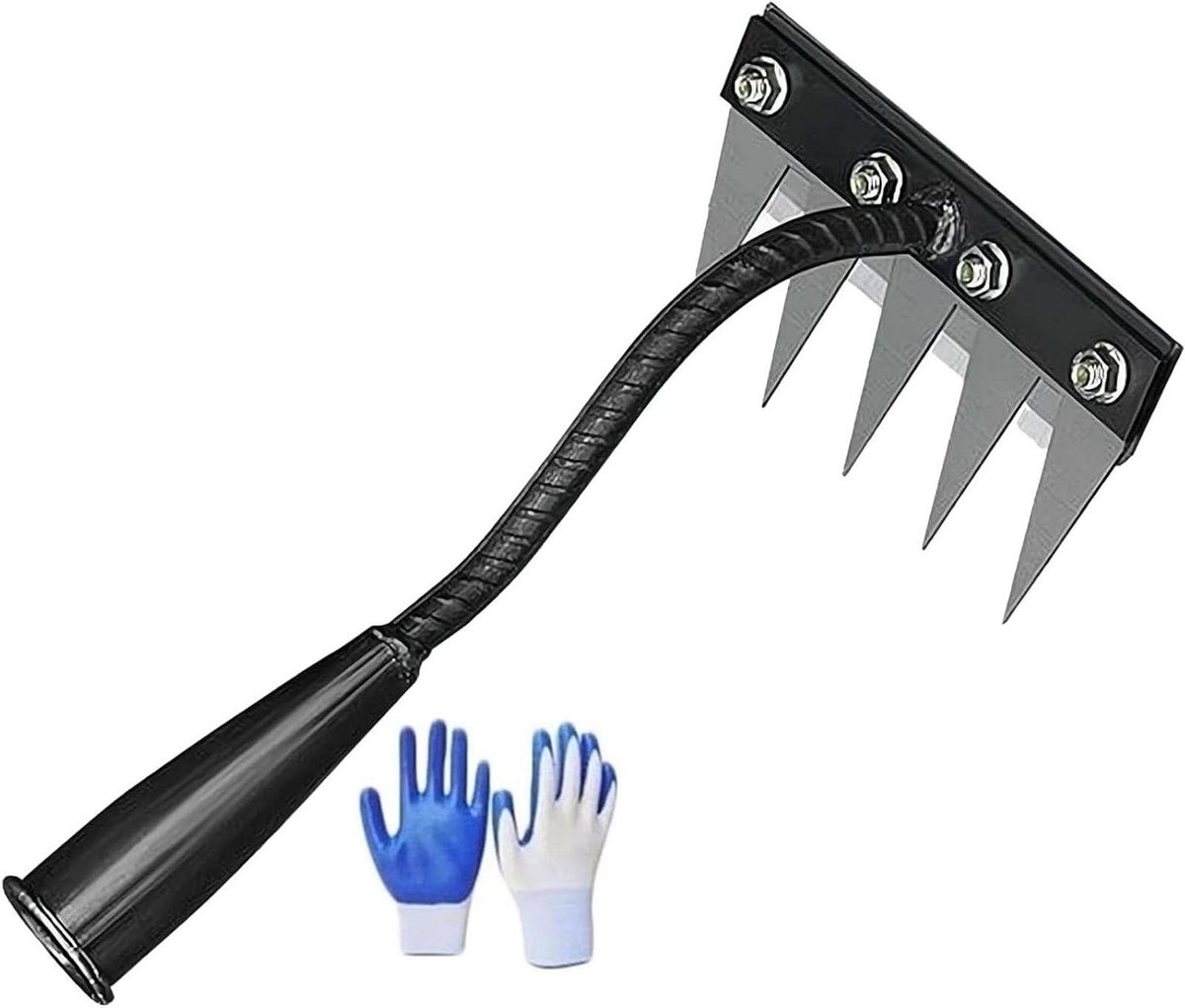 Wiedhark - Onkruidsteker Tuin - Bodem Losmaken - 5 Tanden Koolstofstaal - 460 Gram - Zwart