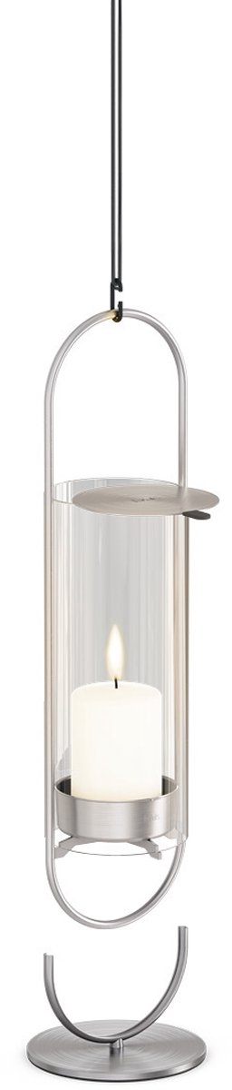 höfats OVAL CANDLE Kandelaar 35 zilver Lantaarn om neer te zetten of op te hangen, kandelaar van roestvrij staal en glas, eenvoudig schoon te maken