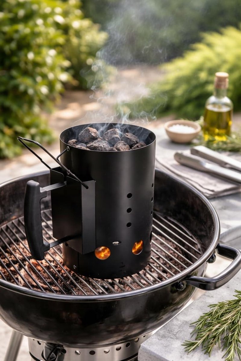 BBQ Starter - Houtskool Aanmaker - Sneller Grillen - Vaatwasserbestendig - 30.5 cm Hoog - Zwart
